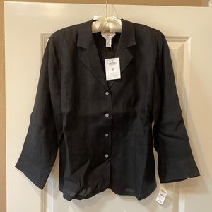 Women’s Talbots Black Irish Linen Blouse, size 12